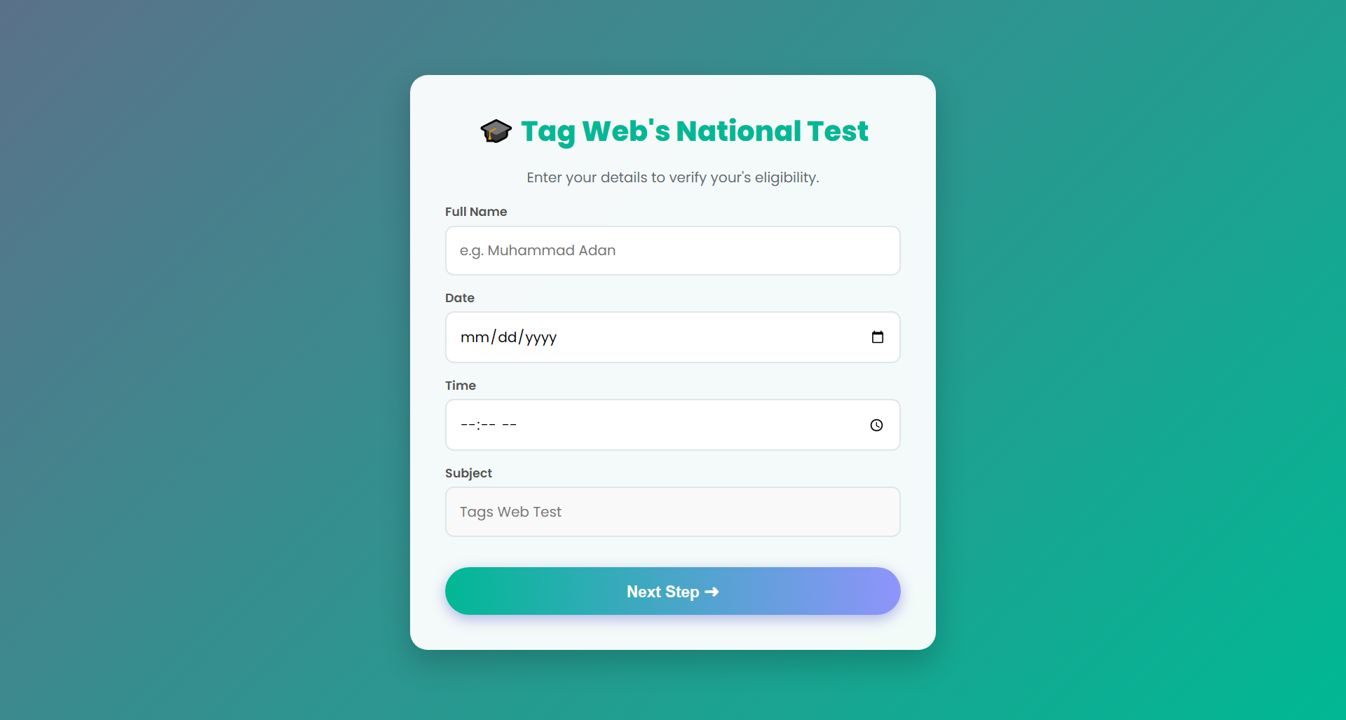 Tag Web Test